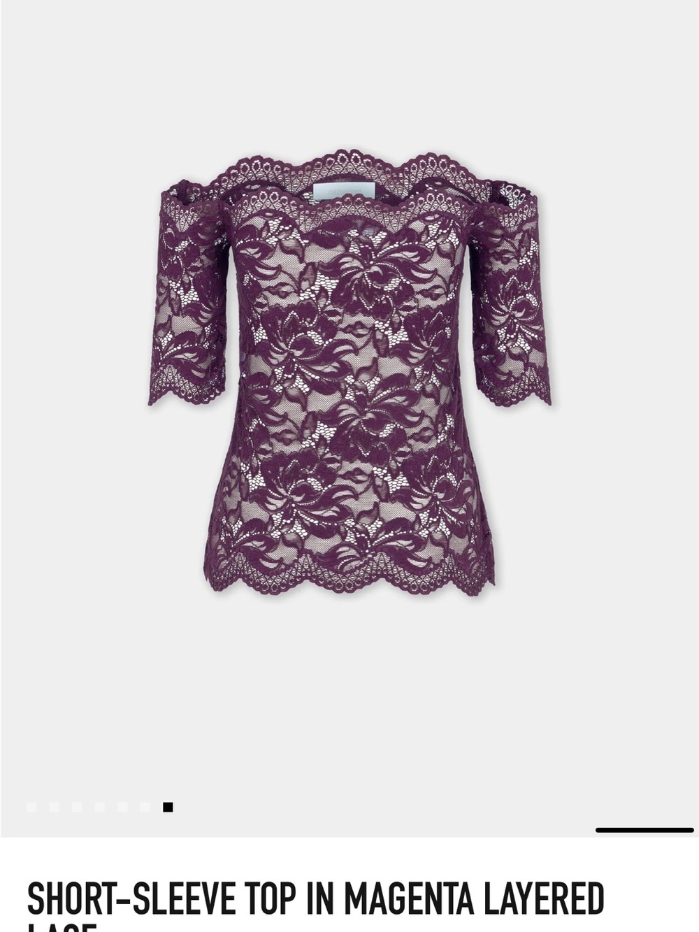 Paco Rabanne Plum Lace Off-Shoulder Short Sleeve Top